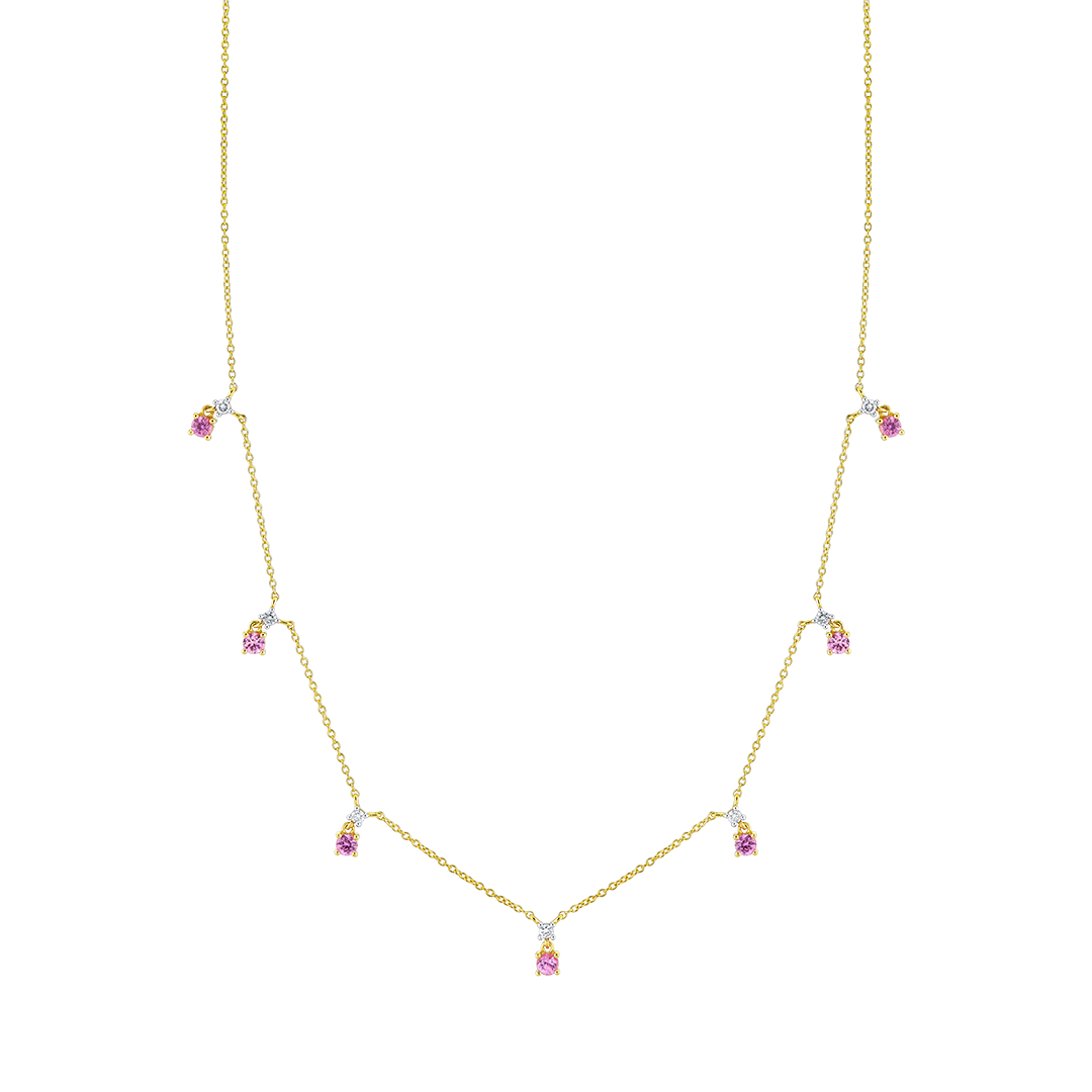 Pink Sapphire and Diamond Necklace
