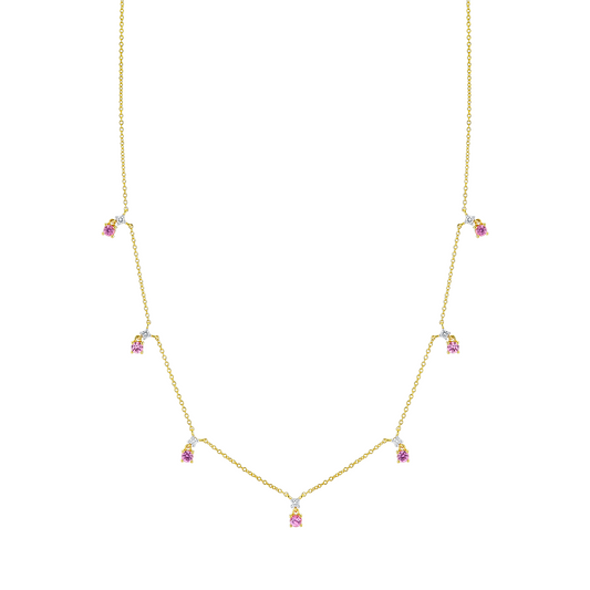 Pink Sapphire and Diamond Necklace