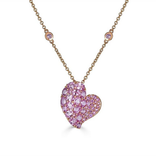 Pink Sapphire Wave Heart Pendant