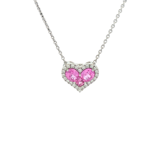 Pink Sapphire & Diamond Heart Necklace