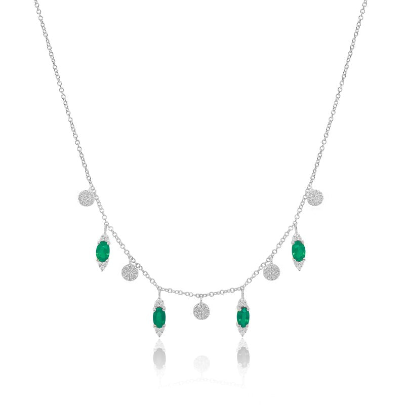 Emerald & Diamond Dangle Necklace