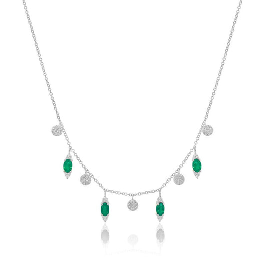Emerald & Diamond Dangle Necklace