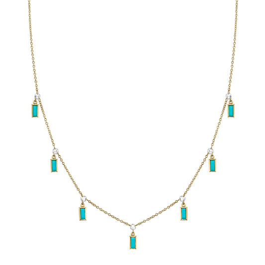 Turquoise and Rose Cut Diamond Necklace