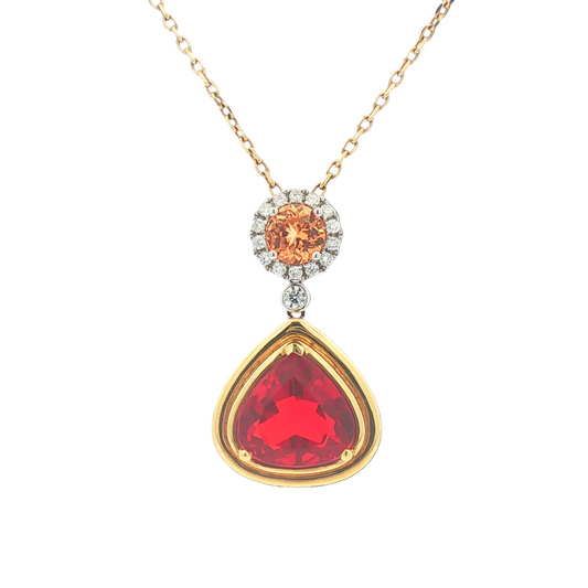 Fire Opal & Spessartite Garnet Necklace