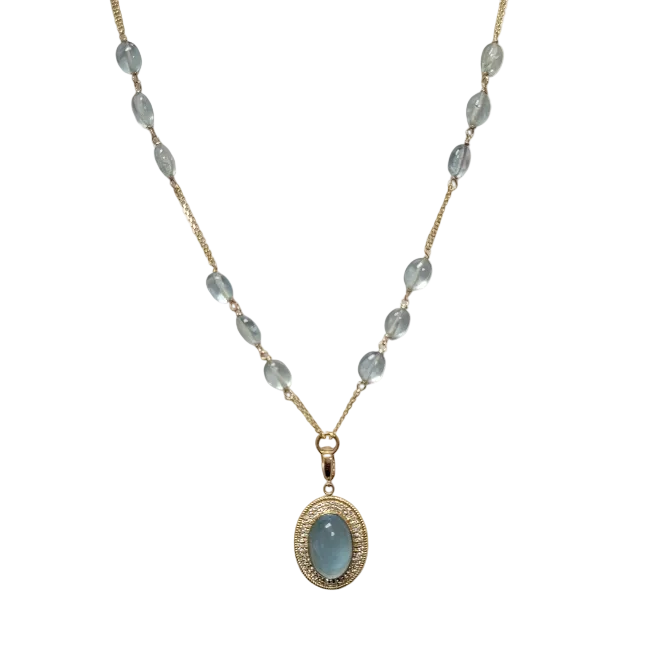 Aquamarine & Diamond Necklace