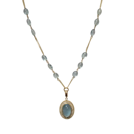 Aquamarine & Diamond Necklace