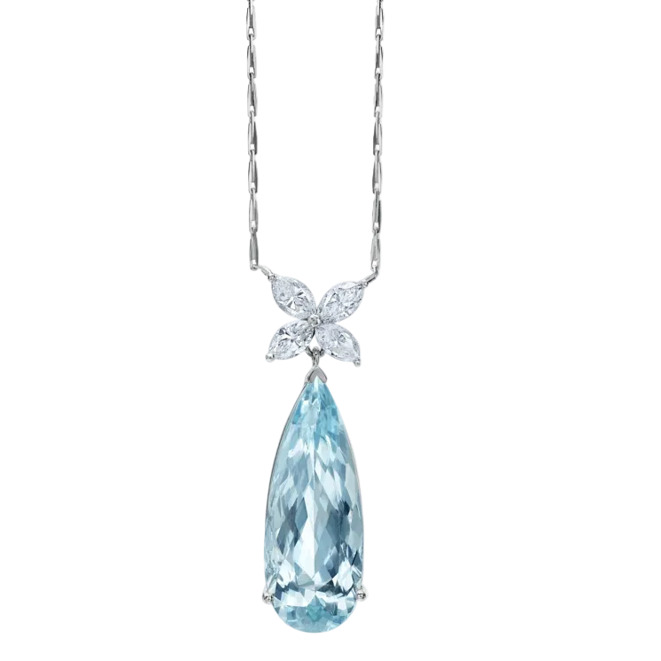 Aquamarine & Diamond Necklace