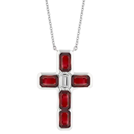 Pigeon's Blood Ruby & Diamond Cross