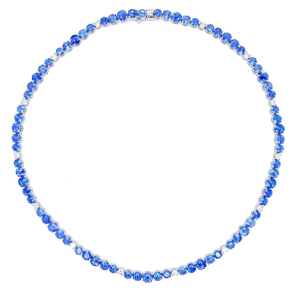 Blue Sapphire Tennis Necklace