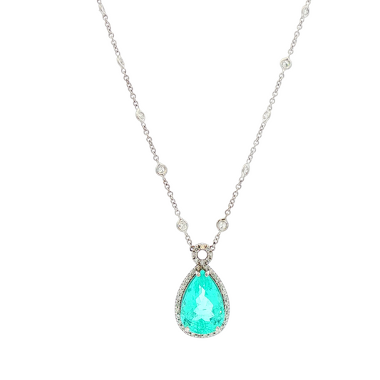 Mozambique Paraiba Tourmaline & Diamond Necklace