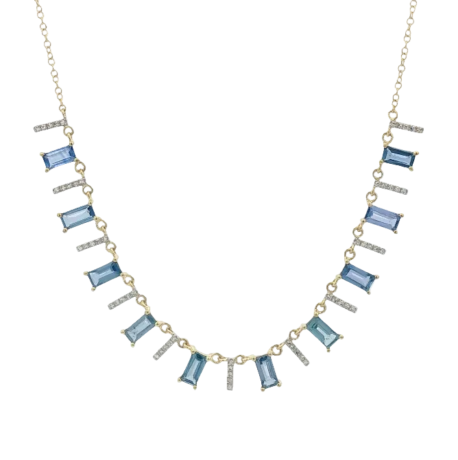 Blue Sapphire and Diamond Necklace