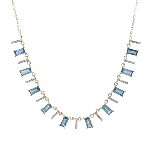 Blue Sapphire and Diamond Necklace
