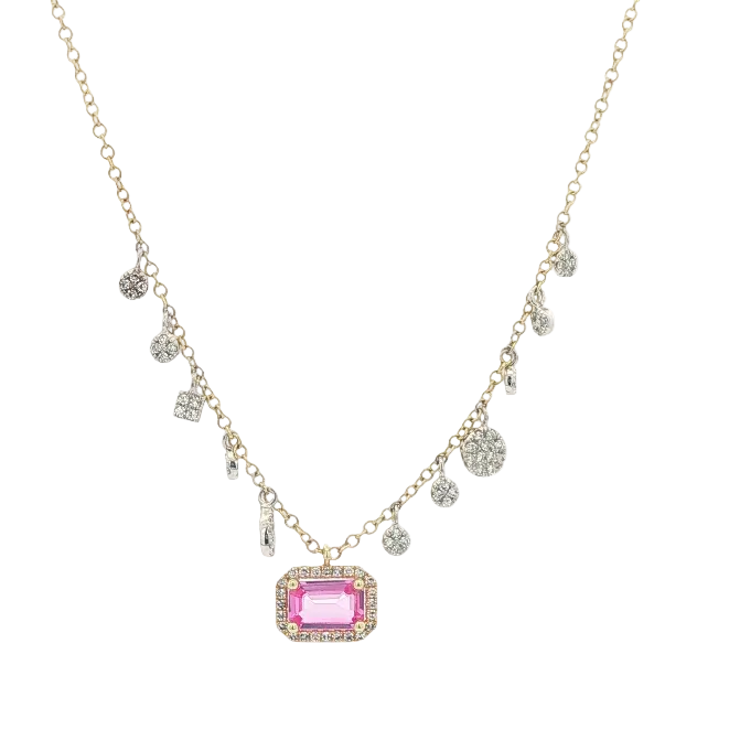 Pink Sapphire & Diamond Necklace