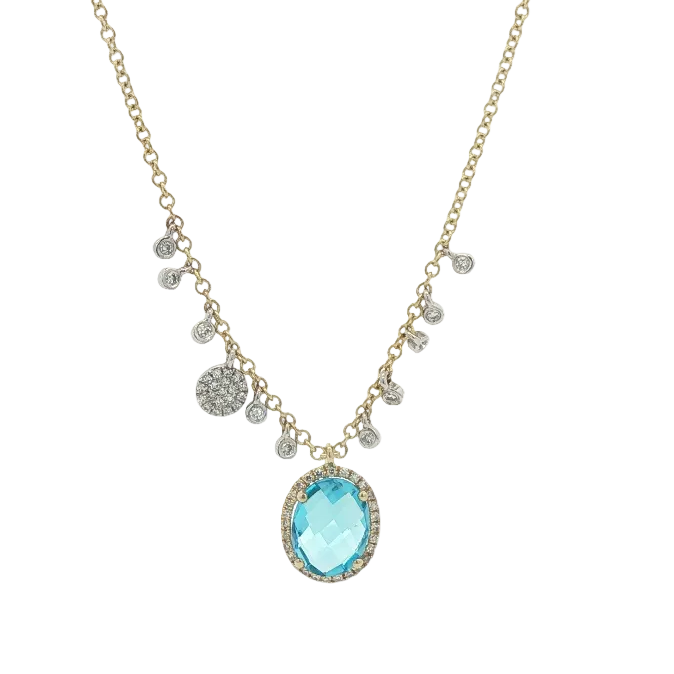 Blue Topaz & Diamond Necklace