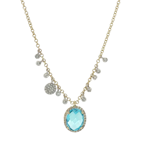 Blue Topaz & Diamond Necklace