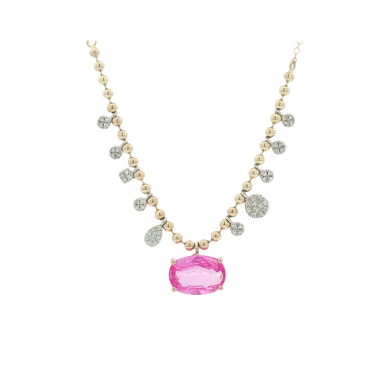 Pink Sapphire & Diamond Necklace