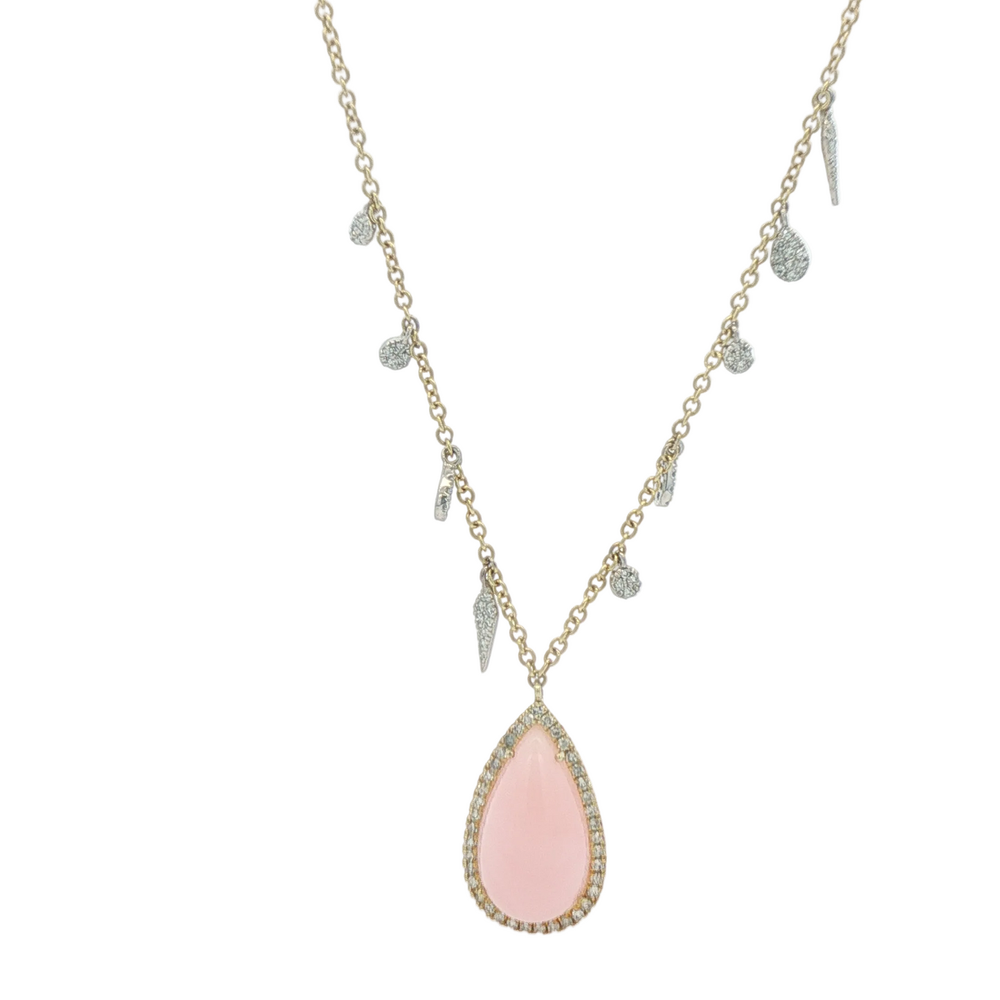 Pink Opal & Diamond Necklace