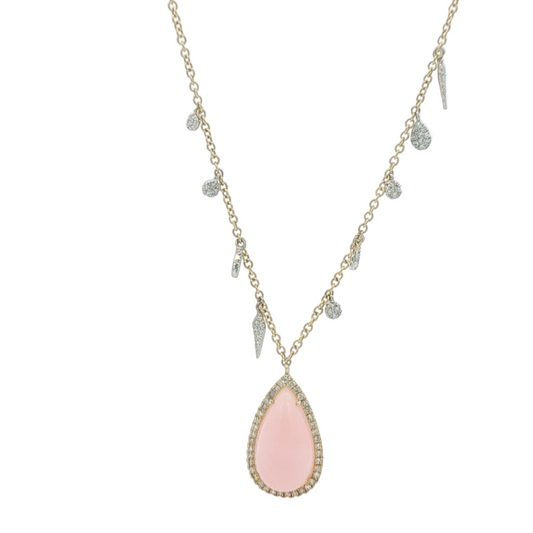 Pink Opal & Diamond Necklace