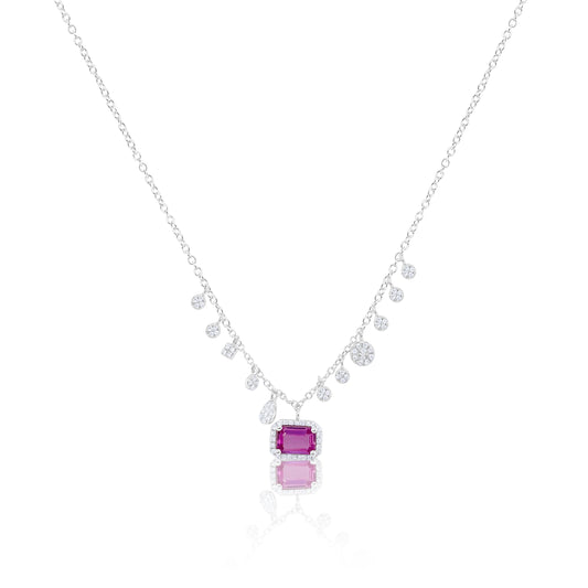 Pink Sapphire & Diamond Necklace