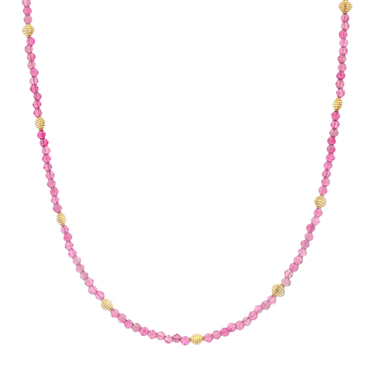 Pink Tourmaline Beaded Necklace