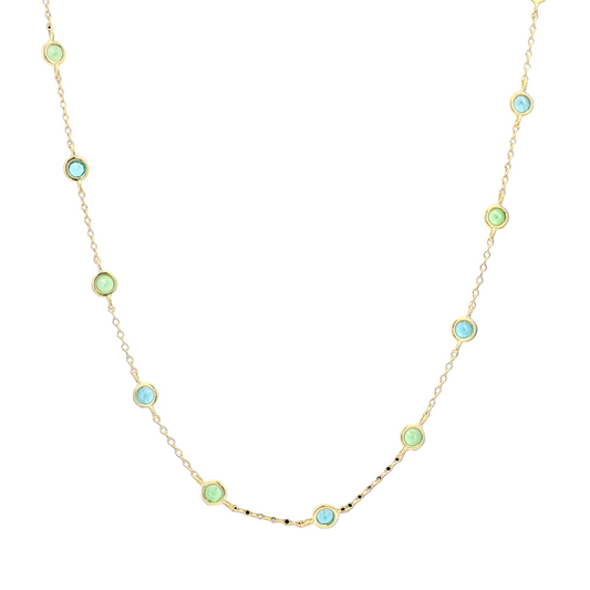 Swiss Blue Topaz & Green Tsavorite Necklace
