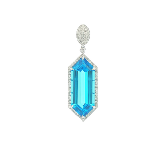 Blue Topaz & Diamond Octagon Pendant