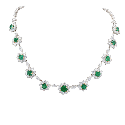 Round Emerald & Diamond Necklace