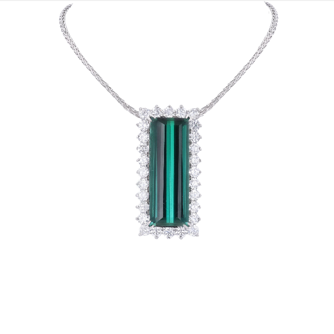 Indicolite Tourmaline & Diamond Necklace
