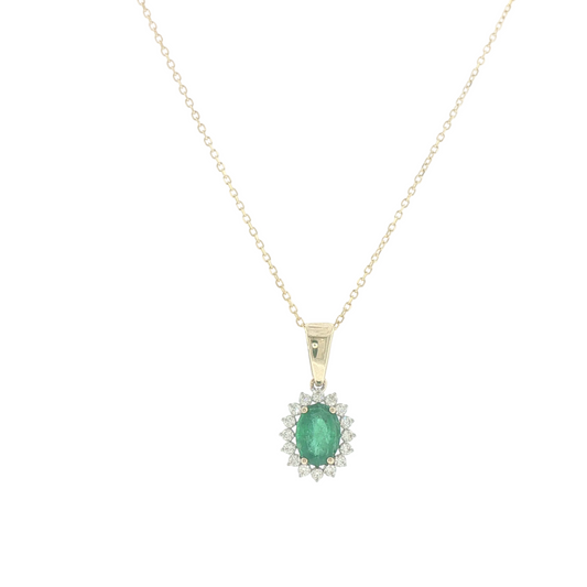 Emerald & Diamond Oval Necklace