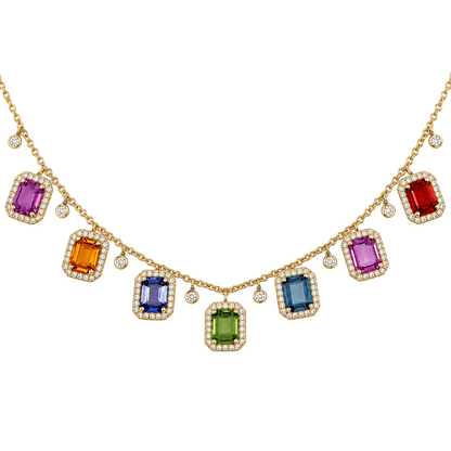 Multi Colored Sapphire & Diamond Necklace