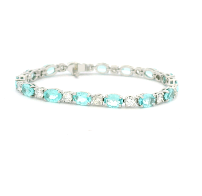 Oval Mozambique Paraiba Tourmaline & Diamond Bracelet