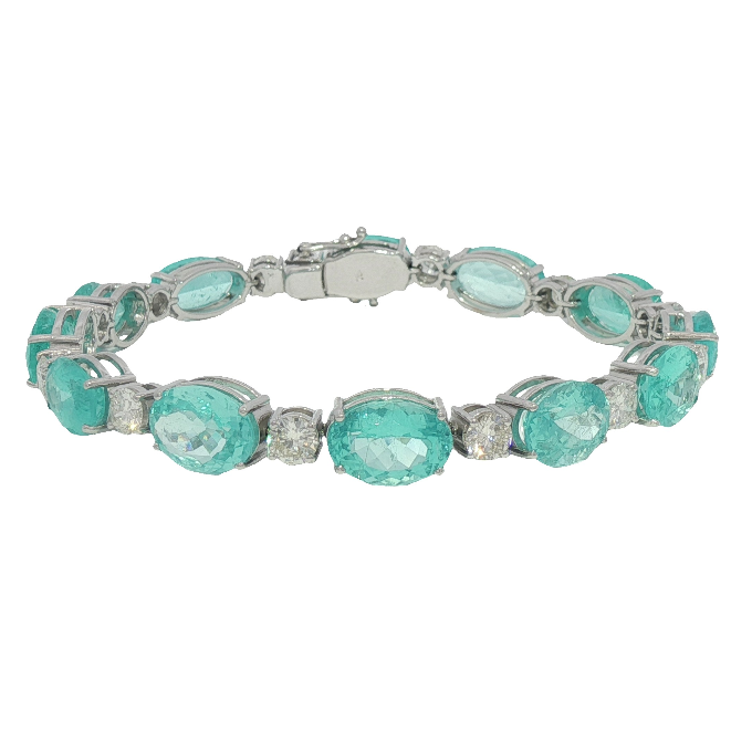 Oval Paraiba Tourmaline & Diamond Bracelet