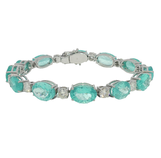 Oval Paraiba Tourmaline & Diamond Bracelet