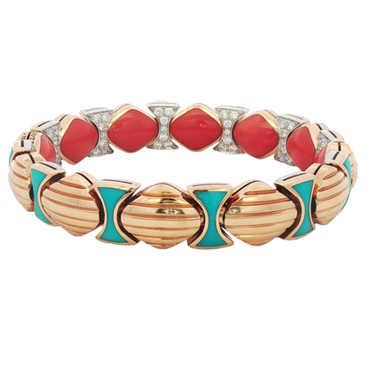Turquoise & Coral Reversable Bracelet