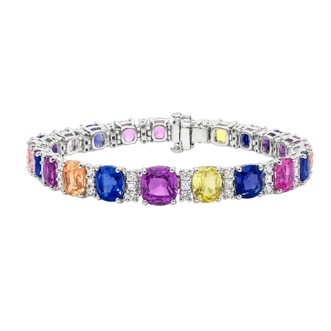 Multi Color NO HEAT Sapphire Bracelet