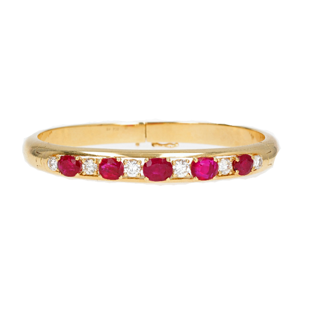 Oval Burma Ruby & Diamond Bangle