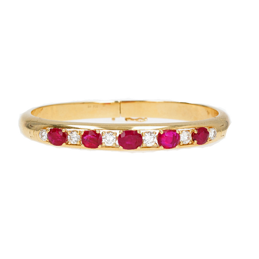Oval Burma Ruby & Diamond Bangle
