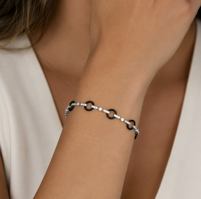 Diamond & Black Enamel Bracelet