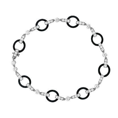 Diamond & Black Enamel Bracelet