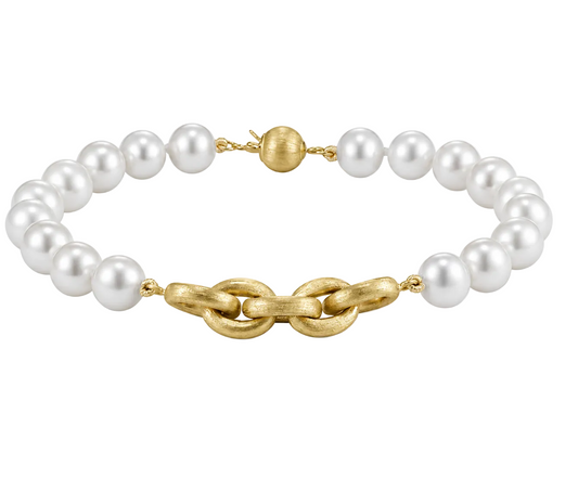 Pearl & Gold Link Bracelet