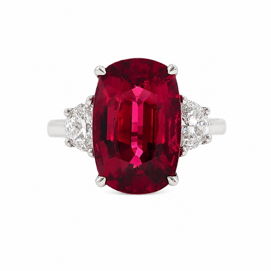 Oval Burma Spinel & Diamond Ring