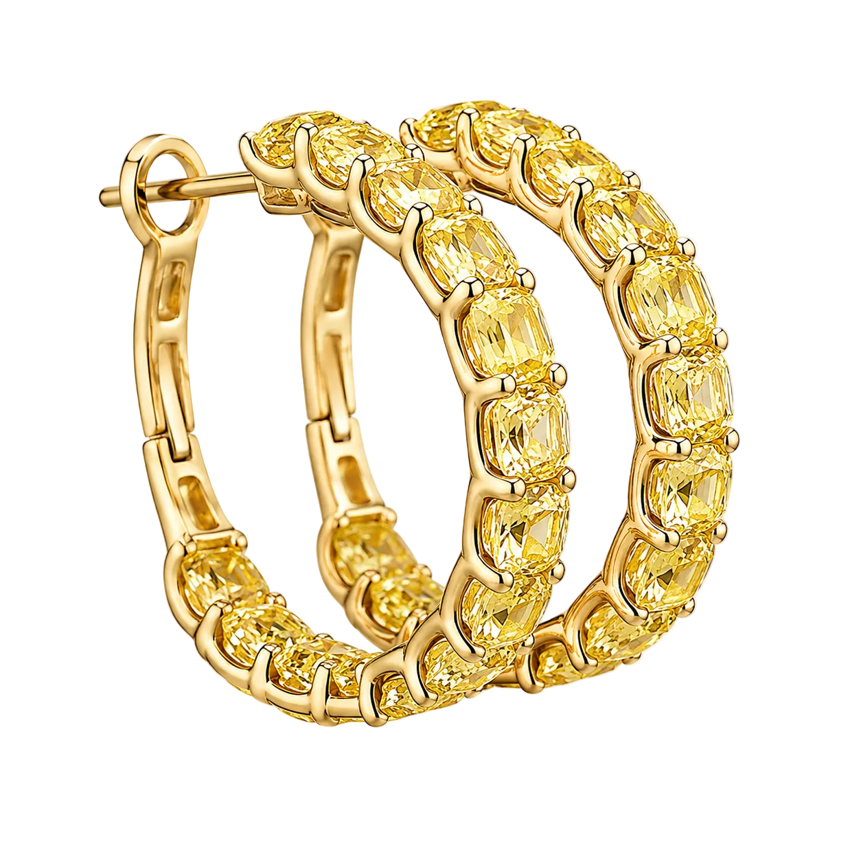 Yellow Diamond Hoop Earrings