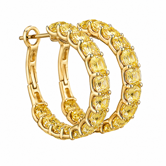 Yellow Diamond Hoop Earrings