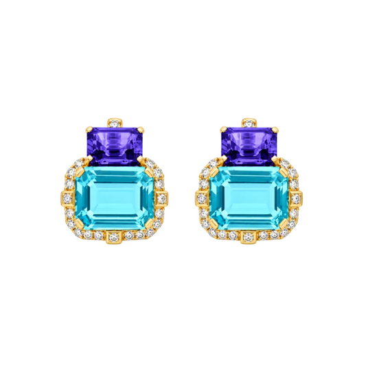 Blue Topaz & Tanzanite Earrings