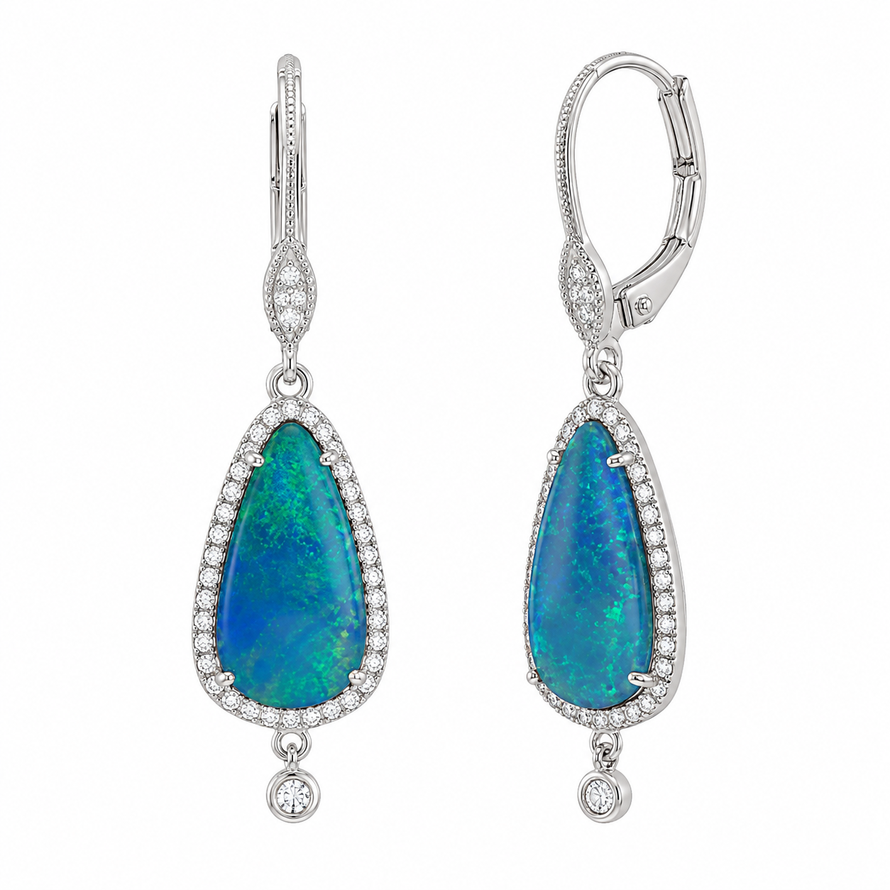 Opal and Diamond Drop Earrings
