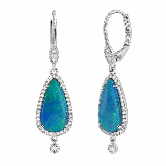 Opal and Diamond Drop Earrings