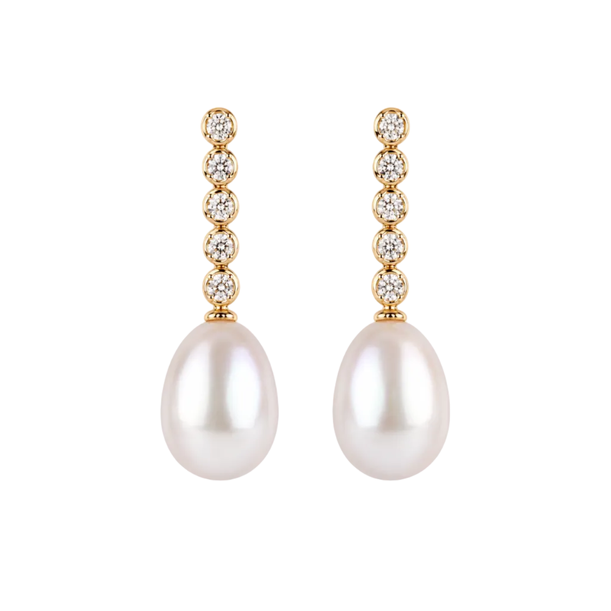 Pearl & Diamond Dangle Earrings