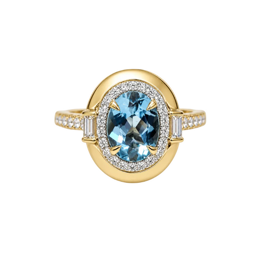 Aquamarine & Diamond Ring