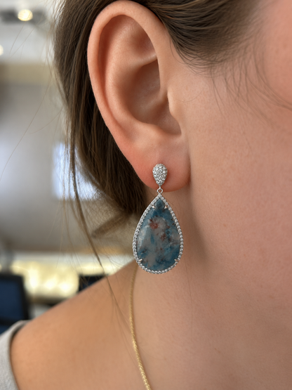 Bazillion Paraiba Tourmaline Slice & Diamond Earring
