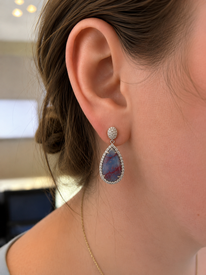 Bazillion Paraiba Tourmaline Slice & Diamond Earring